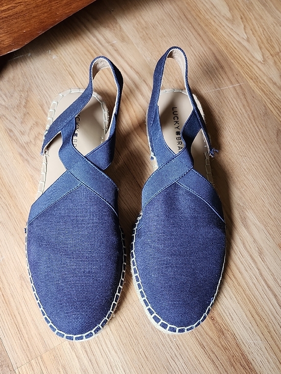 Lucky Brand Shoes - Lucky Brand Navy Canvas Espadrille Slingbacks with Crisscross Straps